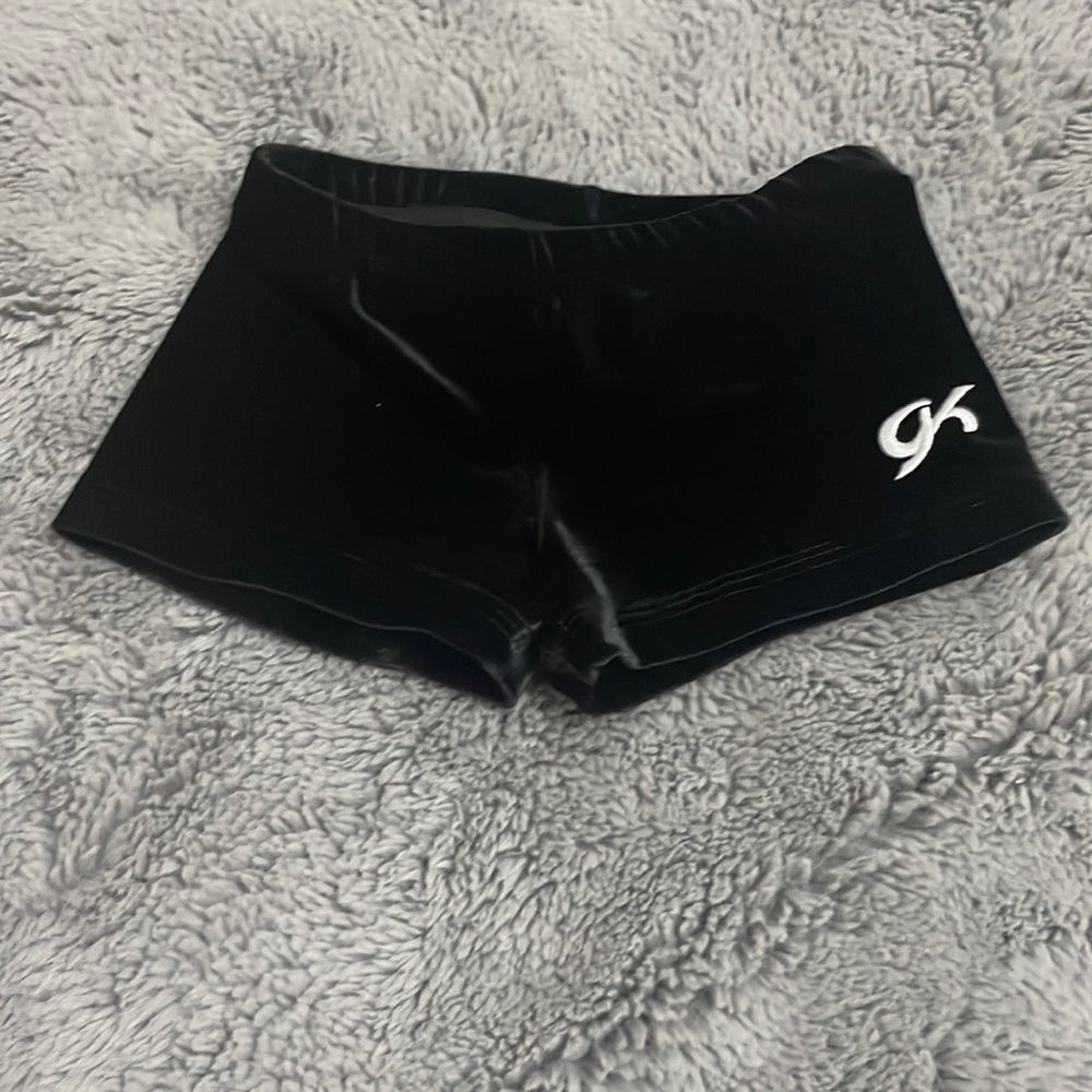GK child large black velvet booty shorts